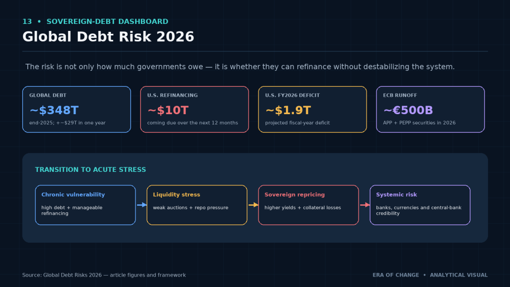 Global debt risk dashboard: debt stock, refinancing, deficits and ECB runoff