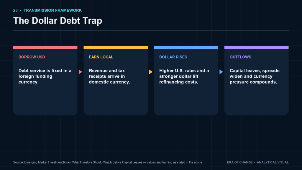 Dollar debt trap: foreign-currency borrowing, local revenue and capital outflows